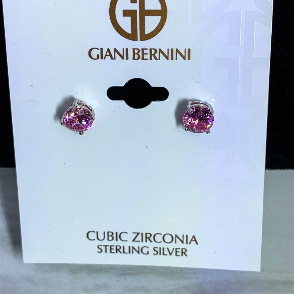 Pink cubic zirconia stud earrings
